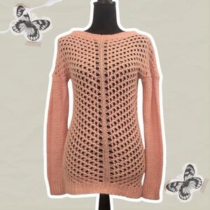 Rue21 Juniors Loose Knit Oversized Peach Pink Cottagecore/Fairycore Sweater